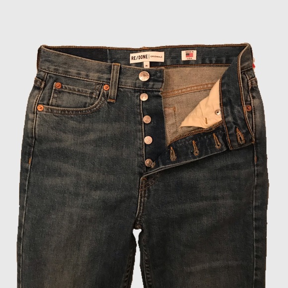 Re/Done Dark Blue Distressed Jeans - Picture 3 of 6